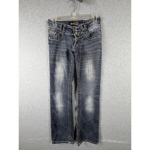 Angels Jeans Womens 3 Medium Wash Straight Leg Distressed‎ Stretch Juniors